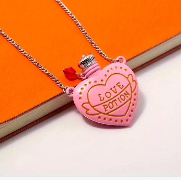 Love Potion Pink Bottle Necklace Heart Romance - Picture 7 of 9